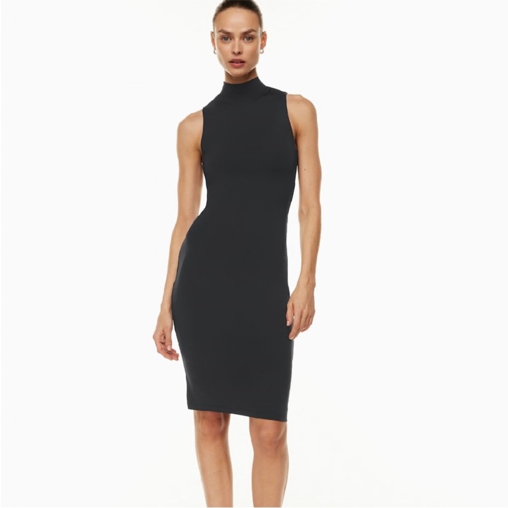 Aritzia Sleeveless Mock Neck Midi Dress in Black